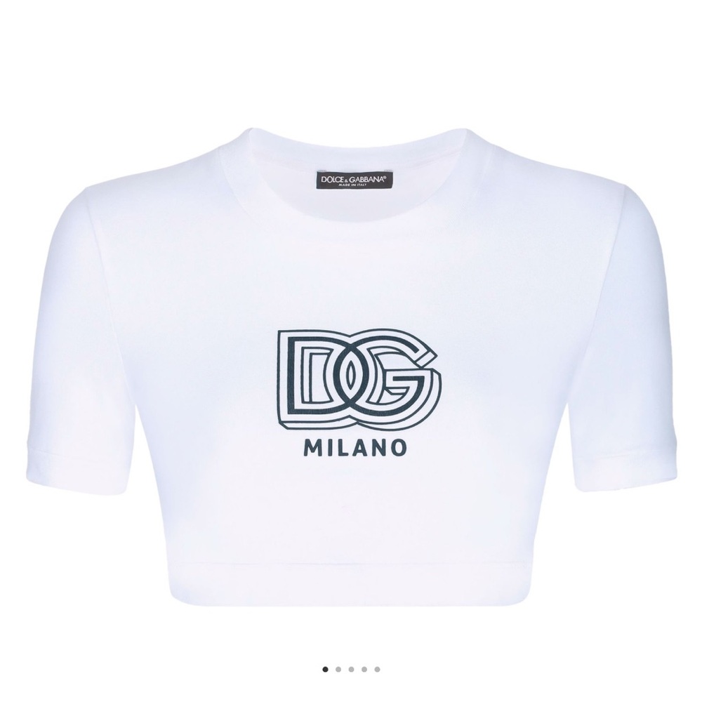 NEW DOLCE & GABBANA CROPPED T-SHIRT WITH LOGO - Picture 4 of 7